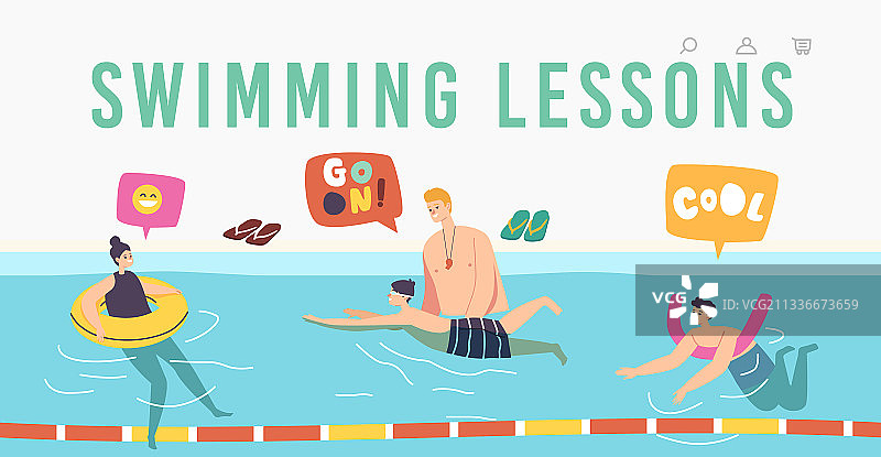 游泳课程教练登录页模板图片素材