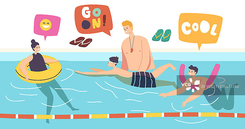 游泳课教练指导儿童图片素材