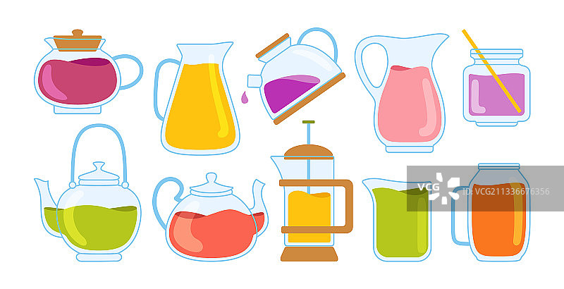 卡通时尚茶壶水壶冷茶套装图片素材
