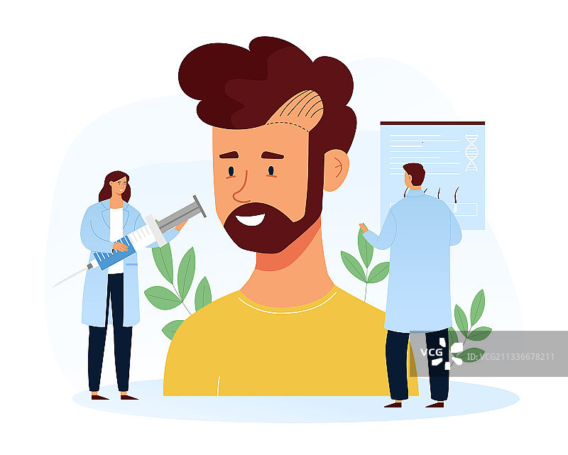 脱发和发际线后移的男人接受治疗图片素材