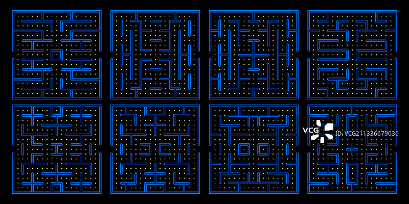 吃豆人游戏迷宫套装图片素材