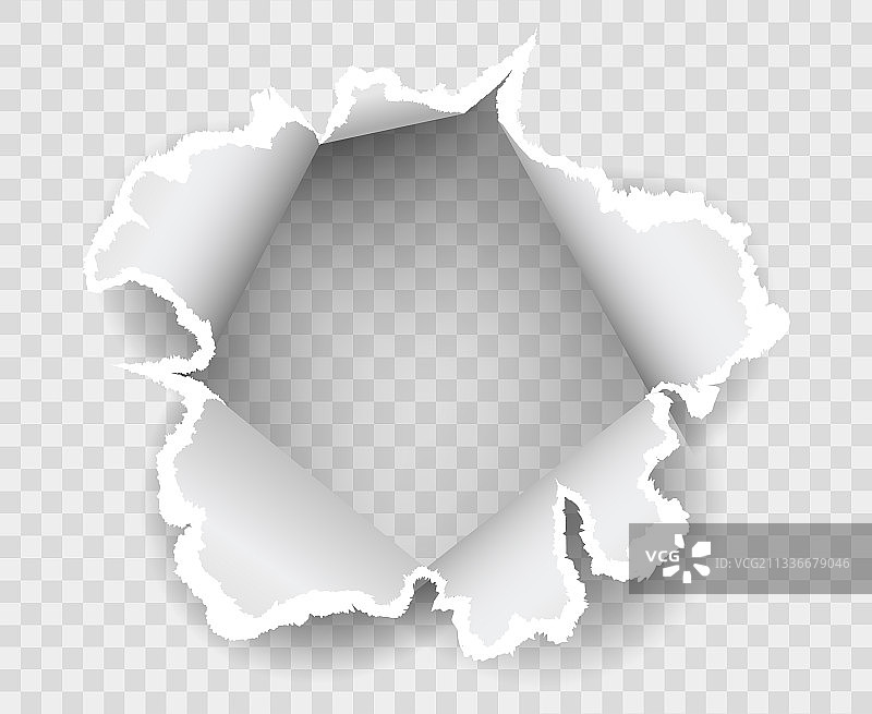 透明纸张撕裂孔图片素材