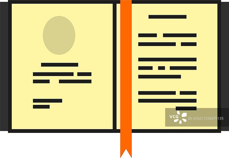 白色背景下带有书签的打开的书本图片素材