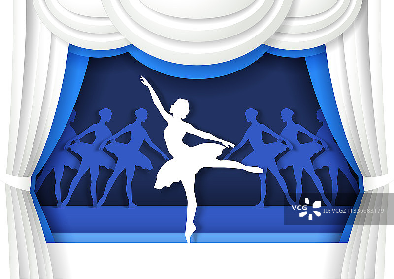 在舞台上跳舞的美丽芭蕾舞女图片素材