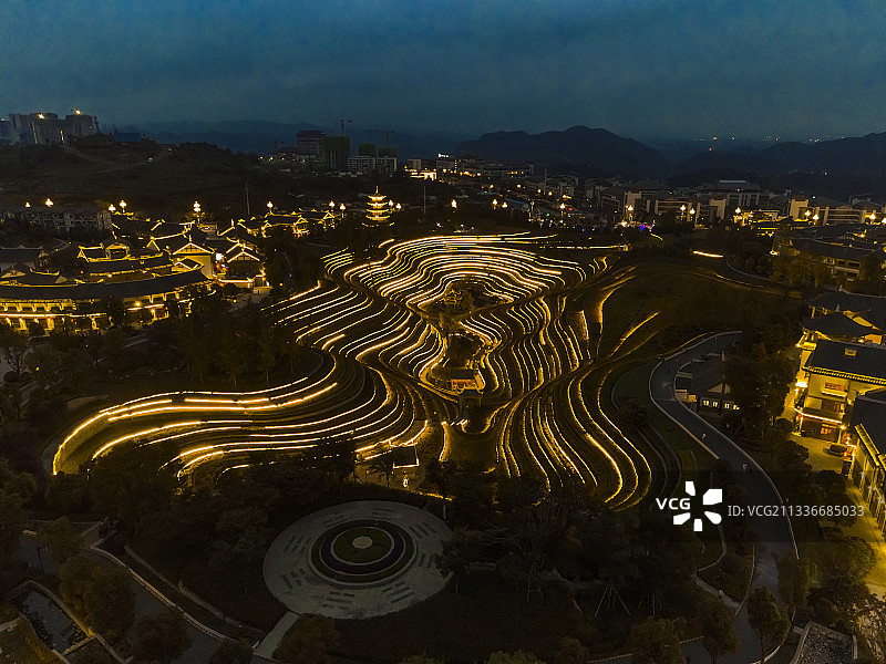 大方县奢香古镇夜景图片素材