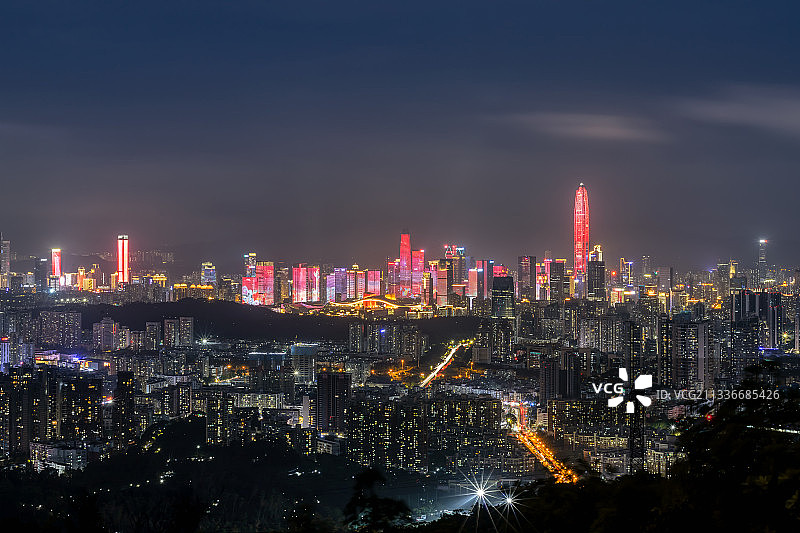 建党一百周年深圳灯光秀夜景图片素材