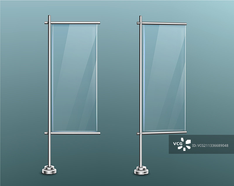 玻璃banner广告架与金属竖杆图片素材