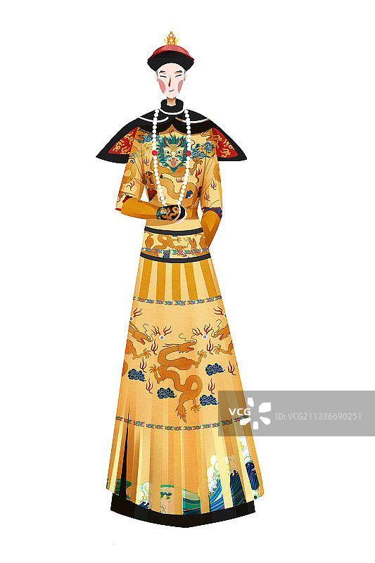 中国风清朝皇帝人物插画元素图片素材