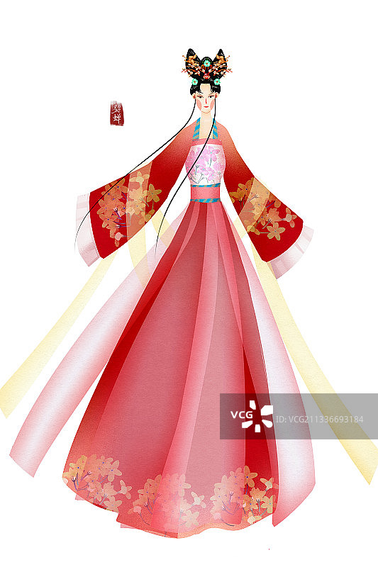 中国风水彩古代四大美人貂蝉插画元素图片素材