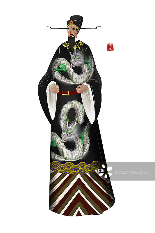 中国风古代名人包拯插画元素图片素材