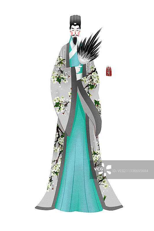 中国风古代名人诸葛亮插画元素图片素材