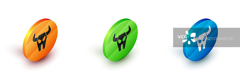 2.5D水牛头骨图标，白色背景图片素材