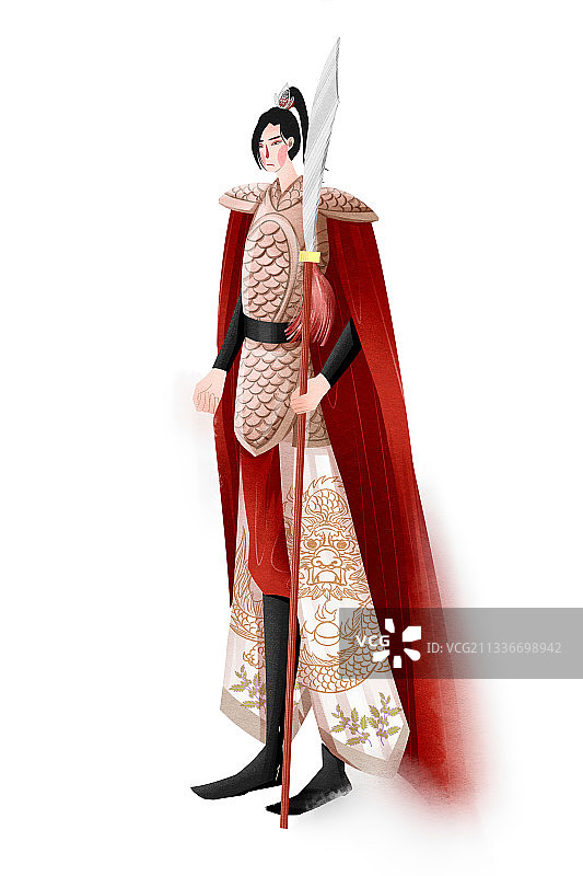 中国风古代名人将领将军插画元素图片素材