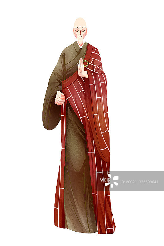 中国风古代名人唐玄藏插画元素图片素材