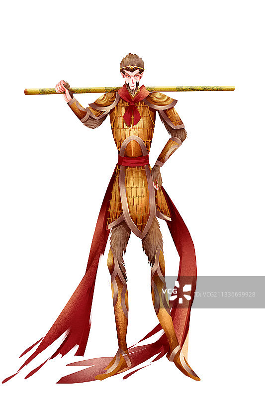 中国风古代孙悟空插画元素图片素材