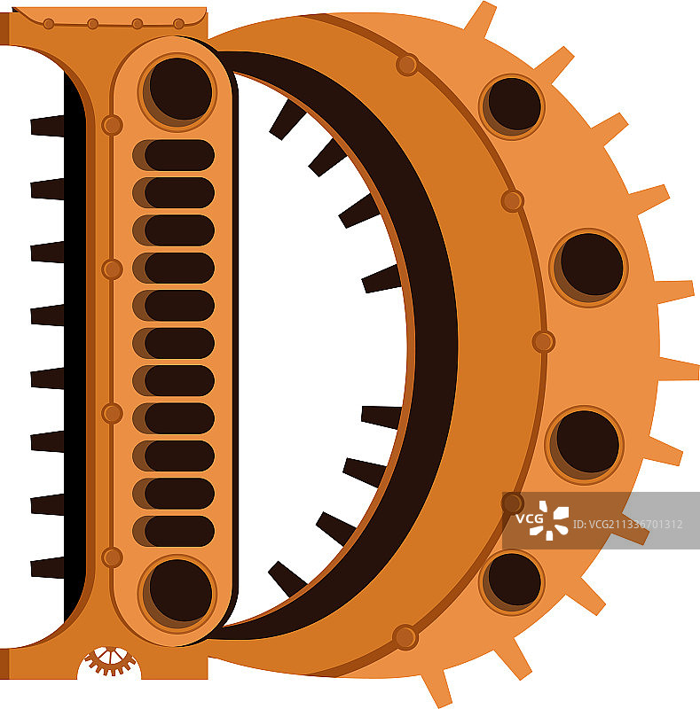 蒸汽朋克风格字母D主题图片素材