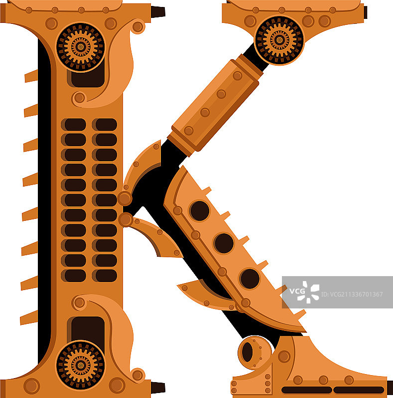 蒸汽朋克风格字母K图片素材