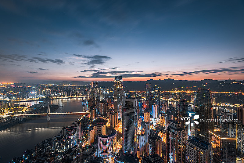 重庆市渝中区蓝色天空日出图片素材