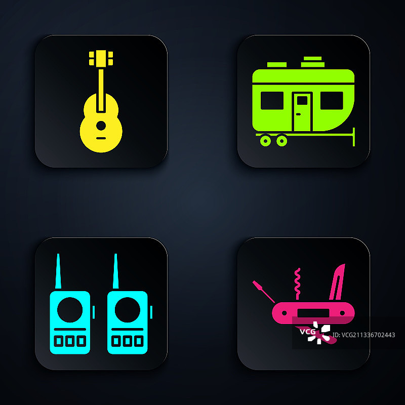 瑞士军刀吉他对讲机房车套装图片素材