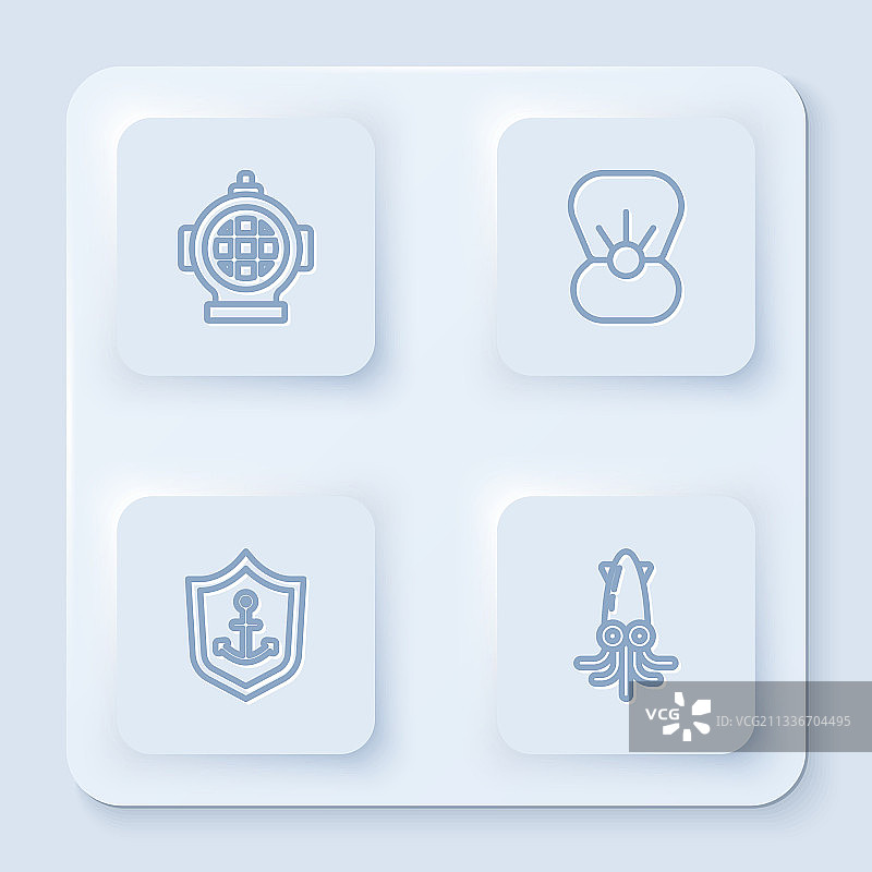 潜水呼吸器、珍珠贝壳和船锚图片素材