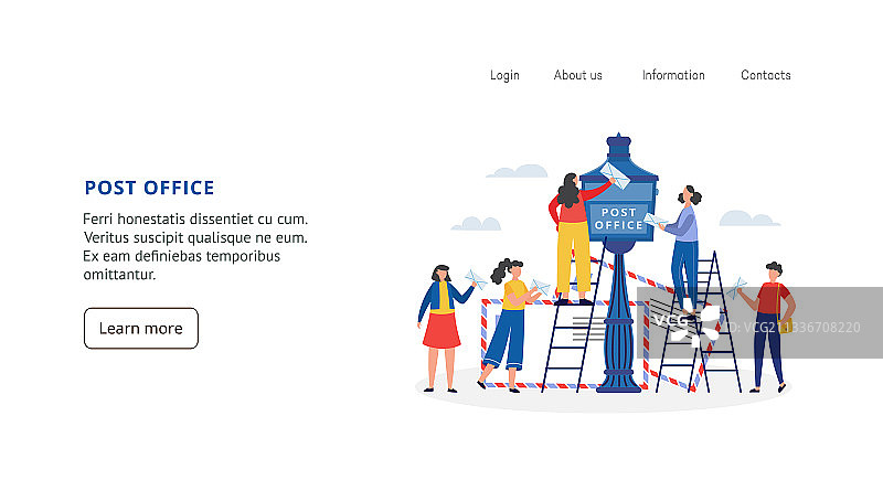 人们寄送包裹的邮局网站布局图片素材