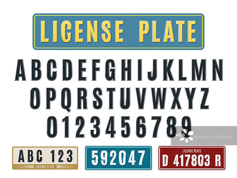 汽车牌照字体浮雕拉丁字母图片素材