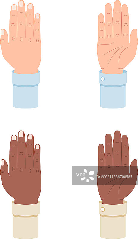 白色背景上的黑白手图片素材