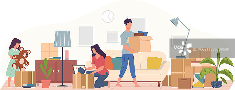 公寓物品家庭住宅搬家打包图片素材