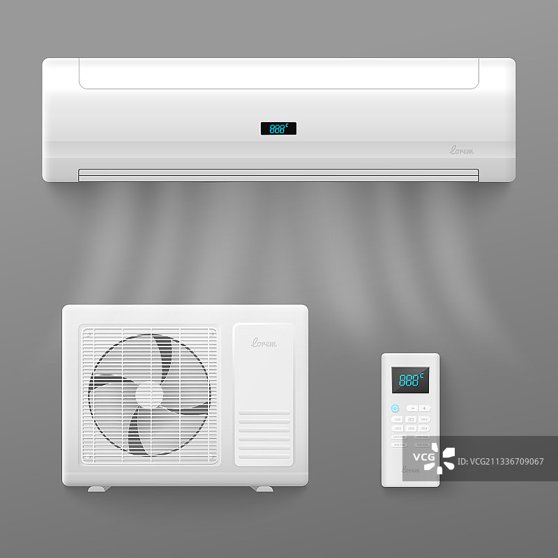 空调和分体式空调系统图片素材