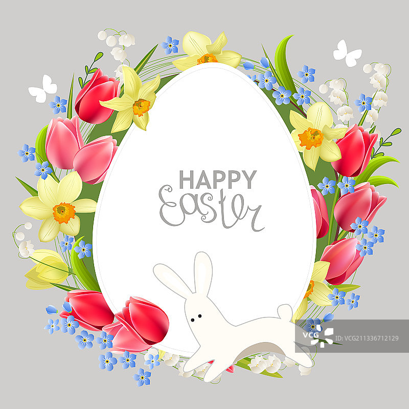 带有复活节彩蛋和春天的节日贺卡图片素材