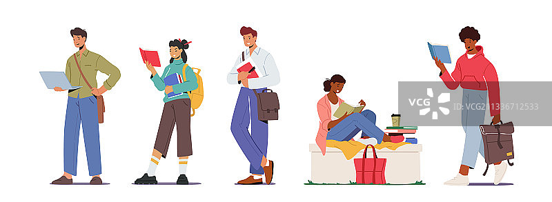 带不同包的学生角色图片素材