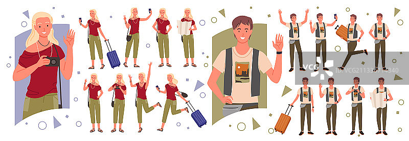 年轻游客旅行姿势图片素材