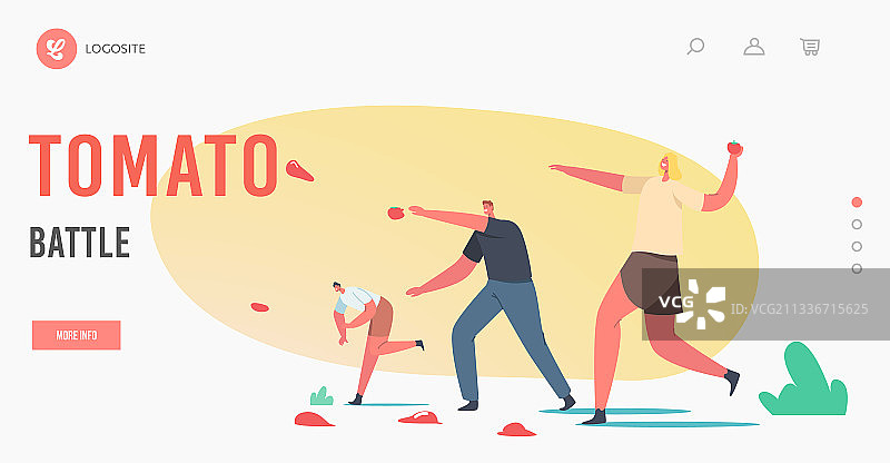番茄大战假日着陆页模板图片素材