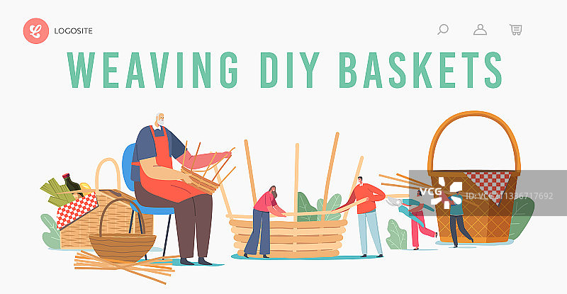 DIY编织篮着陆页模板图片素材
