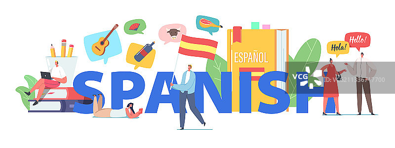 学习西班牙语课程人物概念图片素材