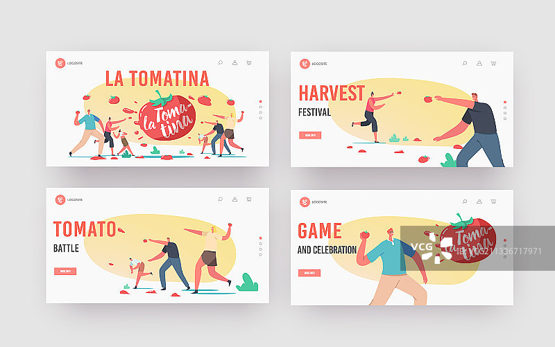 西班牙番茄节着陆页模板图片素材