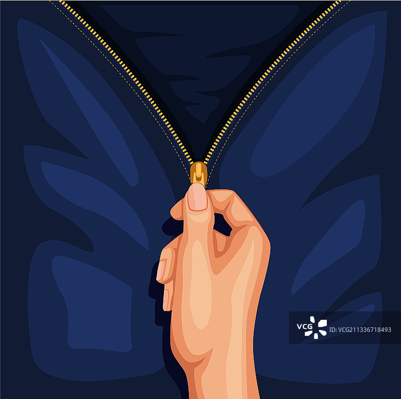 手拉开牛仔裤或夹克拉链符号图片素材