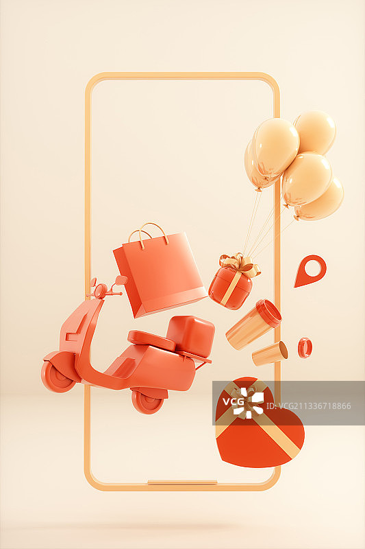 3d渲染的手机快递场景图图片素材