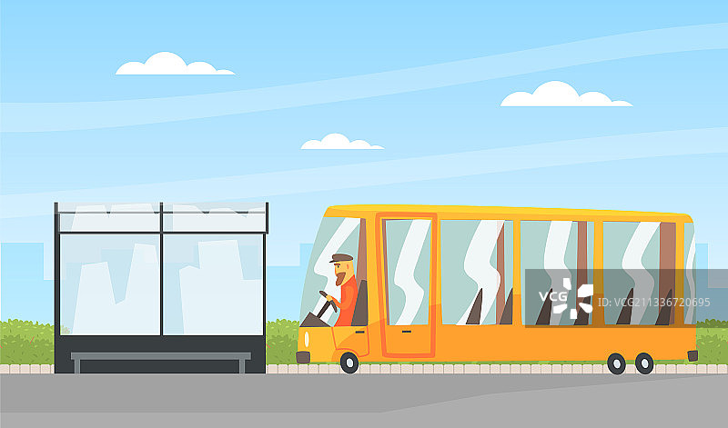 驾驶公交车的络腮胡男人图片素材