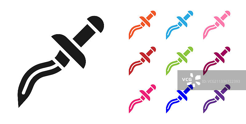 白色背景上的黑色匕首图标图片素材