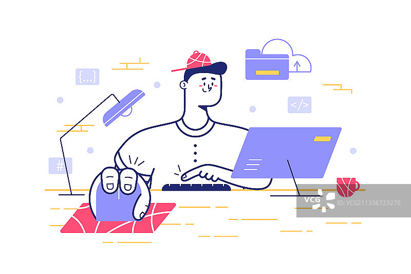 男人在电脑前工作图片素材