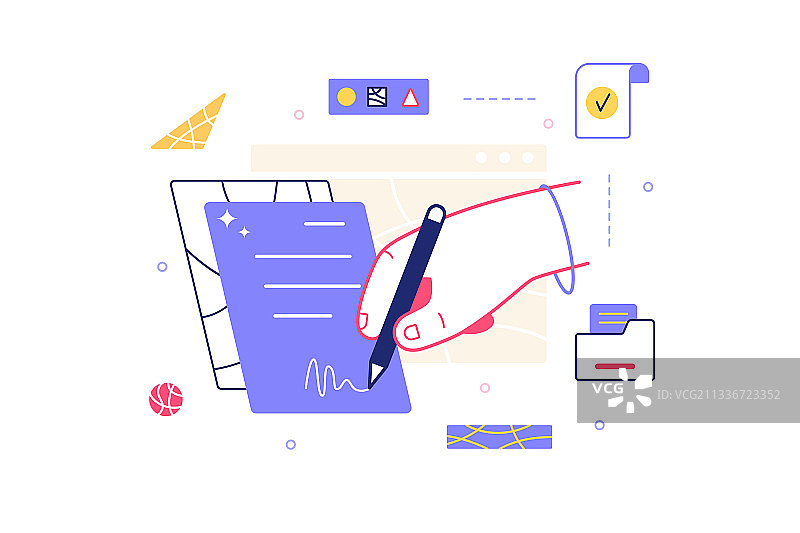 男人在文件上签字图片素材