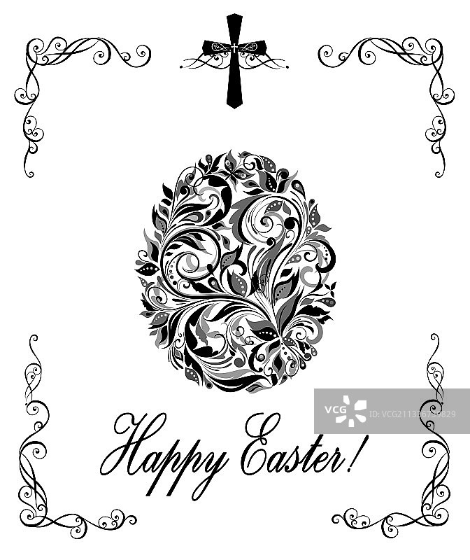 复古花卉彩蛋复活节贺卡图片素材