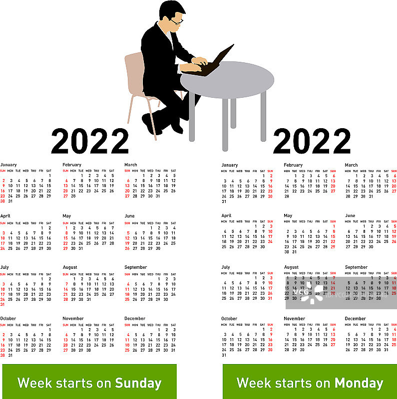 带有剪影人物的时尚日历图片素材