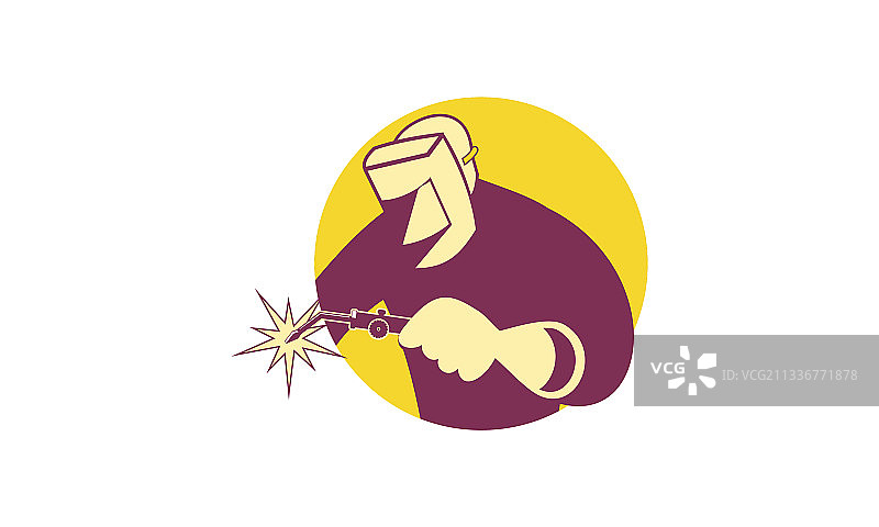 焊接工人复古风格标志图片素材