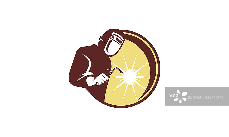 焊接工人复古风格标志图片素材