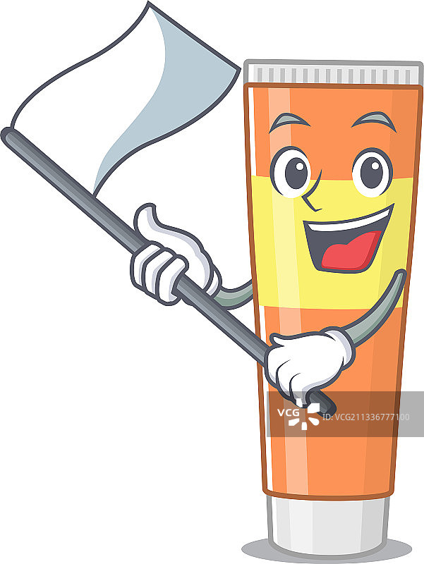 勇敢的牙膏吉祥物举着白旗图片素材