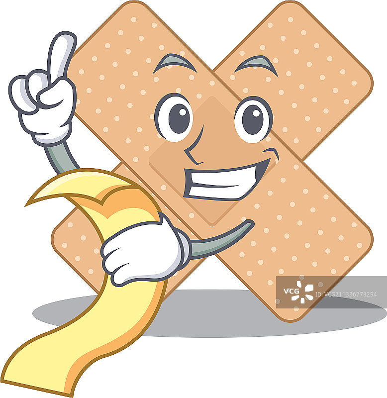 带有食物的十字绷带吉祥物角色图片素材