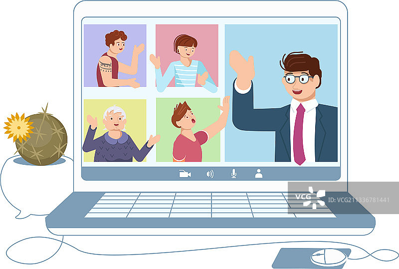 参加视频会议的不同的人图片素材