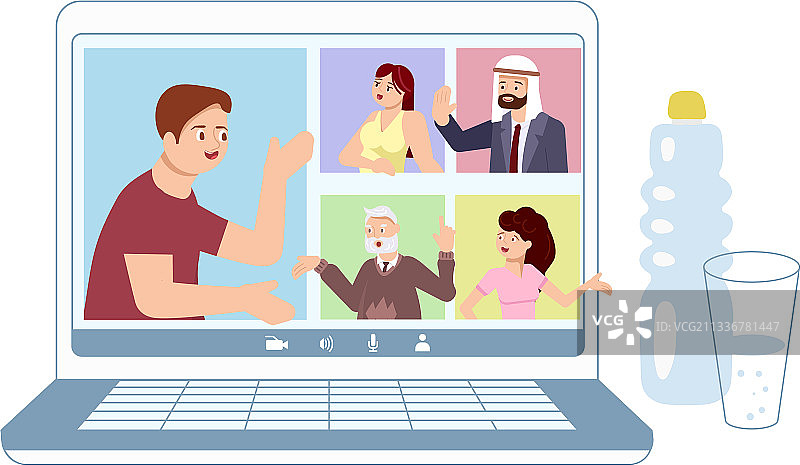 参加视频会议的不同的人图片素材